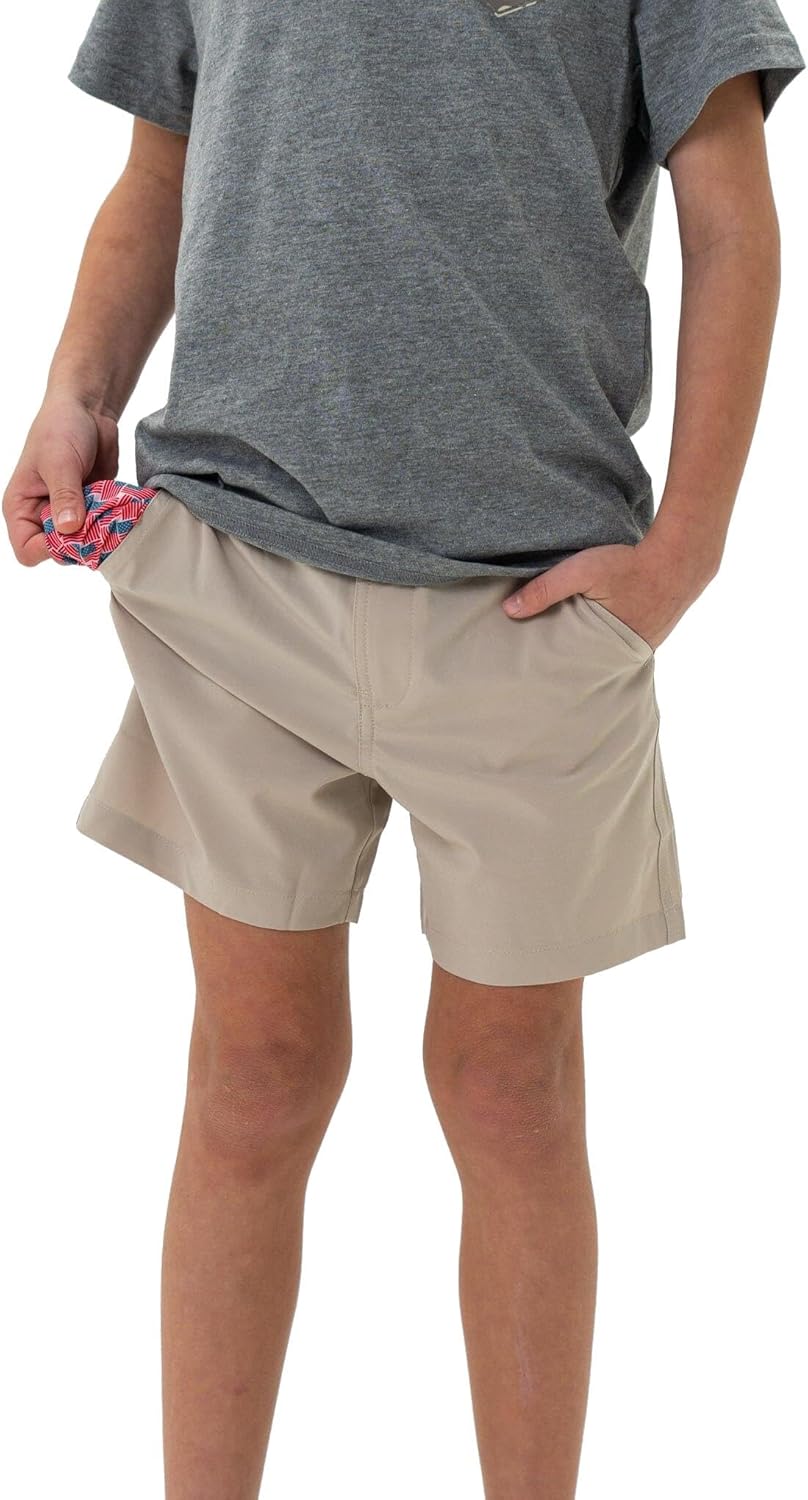 BURLEBO Youth Everyday Shorts – Lightweight Stretch Shorts with Pockets and Adjustable Waistband