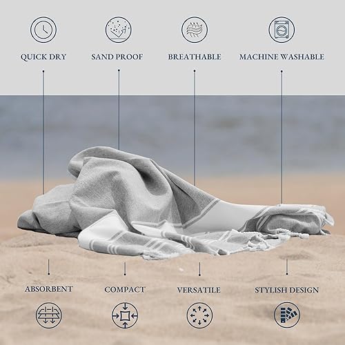 Miniatura 3 de LANE LINEN Toallas de Playa Extra Grandes Paquete de 2 Tamaño Grande 39"x71", Prelavadas, Secado Rápido, Sin Arena y Absorbentes Toallas de