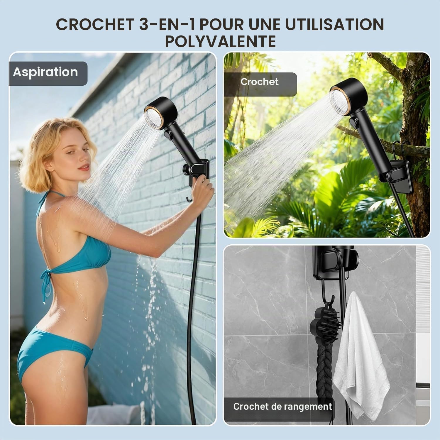 8000mAh Douche de Camping Portable avec Affichage Numérique la Température | MIAOKE Version Améliorée Pompe Rechargeable pour Douche Électrique D'extérieur pour Camping, Randonnée, Orange