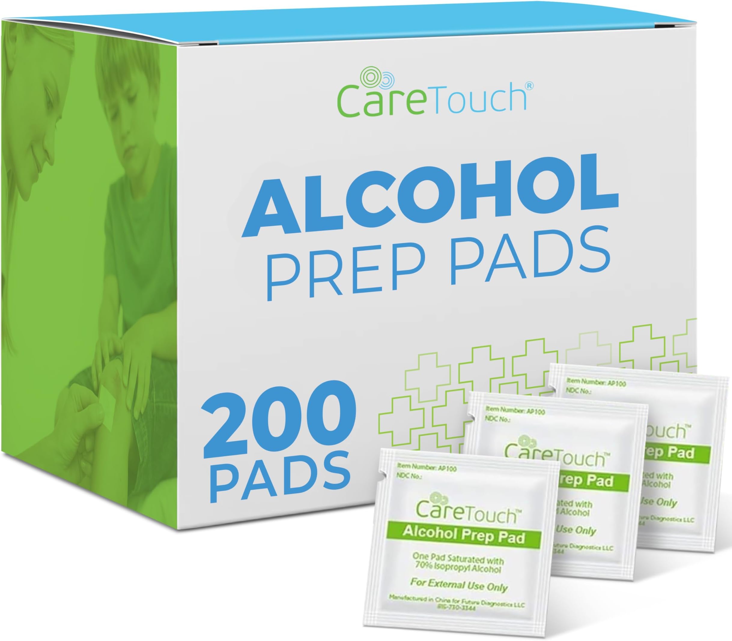 Alcohol Wipes | Individually Wrapped Alcohol Prep Pads with 70% Isopropyl Alcohol, Great for Medical & First Aid Kits | Sterile, Antiseptic 2-Ply Alcohol Swabs - 200 count