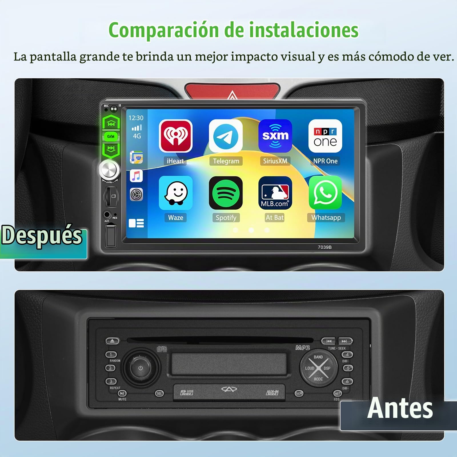Hikity 1 DIN Radio de Coche Wired Carplay Android Auto, 7 Pulgadas Pantalla Táctil Autoradio Bluetooth Soporte Mirror Link FM EQ TF USB AUX SWC Cámara de Visión Trasera Micrófono