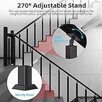 Vista 39 de 42/40/38/36/34in Square Stair Baluster Posts- 270° Adjustable Metal Railing Spindles with Flat Bracket Base and Screws Kits; Iron Posts are Suitable