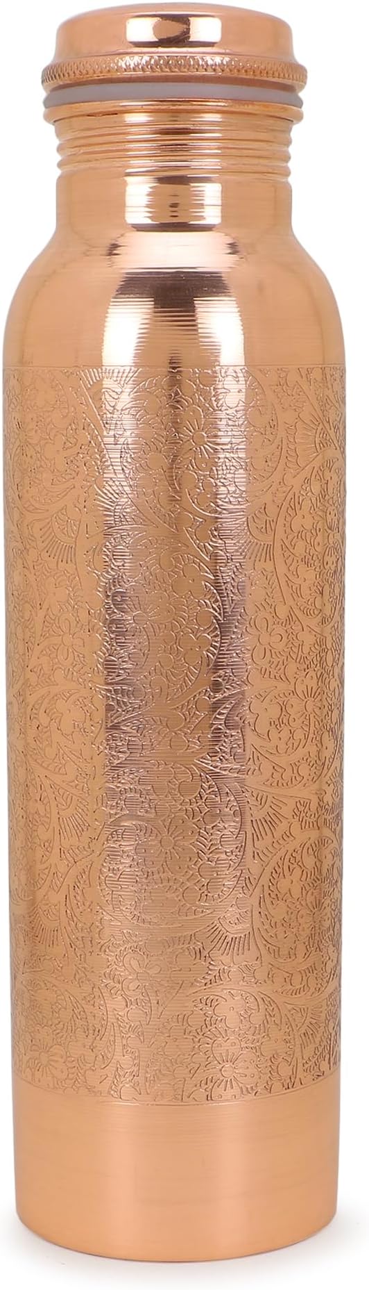 S S IMPEXCopper Water Bottle Ayurvedic Natural Traveller vessel for Healthy Drinking Water 900ml (Etching Work)