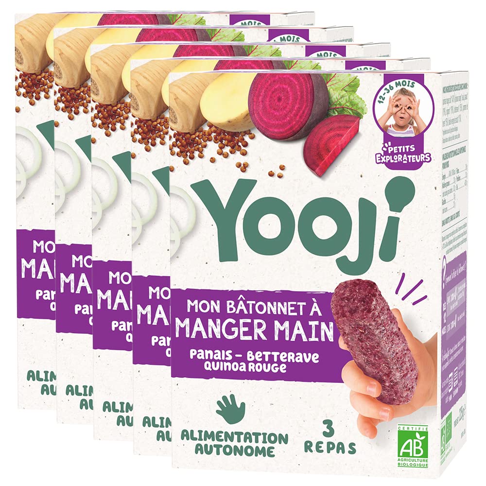 Yooji - Bâtonnets à manger-main betterave & quinoa bio – 15 repas bébé DME dès 12 mois - Lot 5x225g