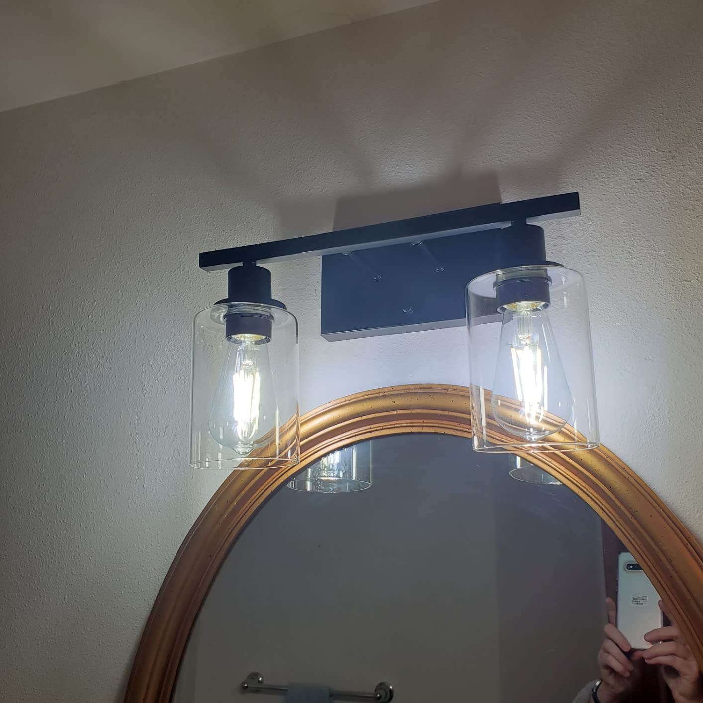 8/mo Finance 2Light Black Bathroom Light Fixture, Vanity Light Over