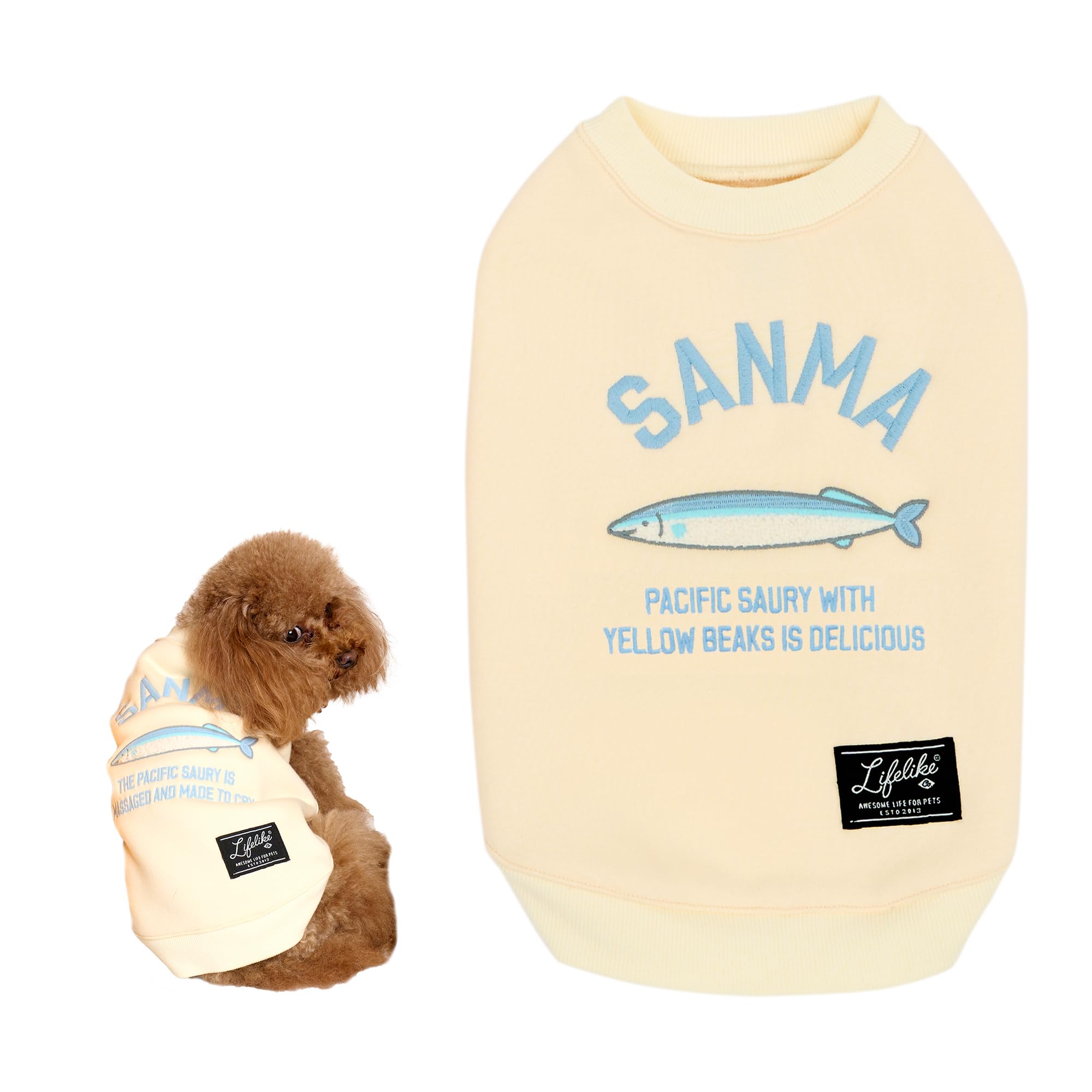 Lifelike 犬用トレーナー マロン刺繍 ベージュ 冬用 Mサイズ 犬用品 Lifelike 犬用トレーナー マロン刺繍 ベージュ 冬用 Mサイズ