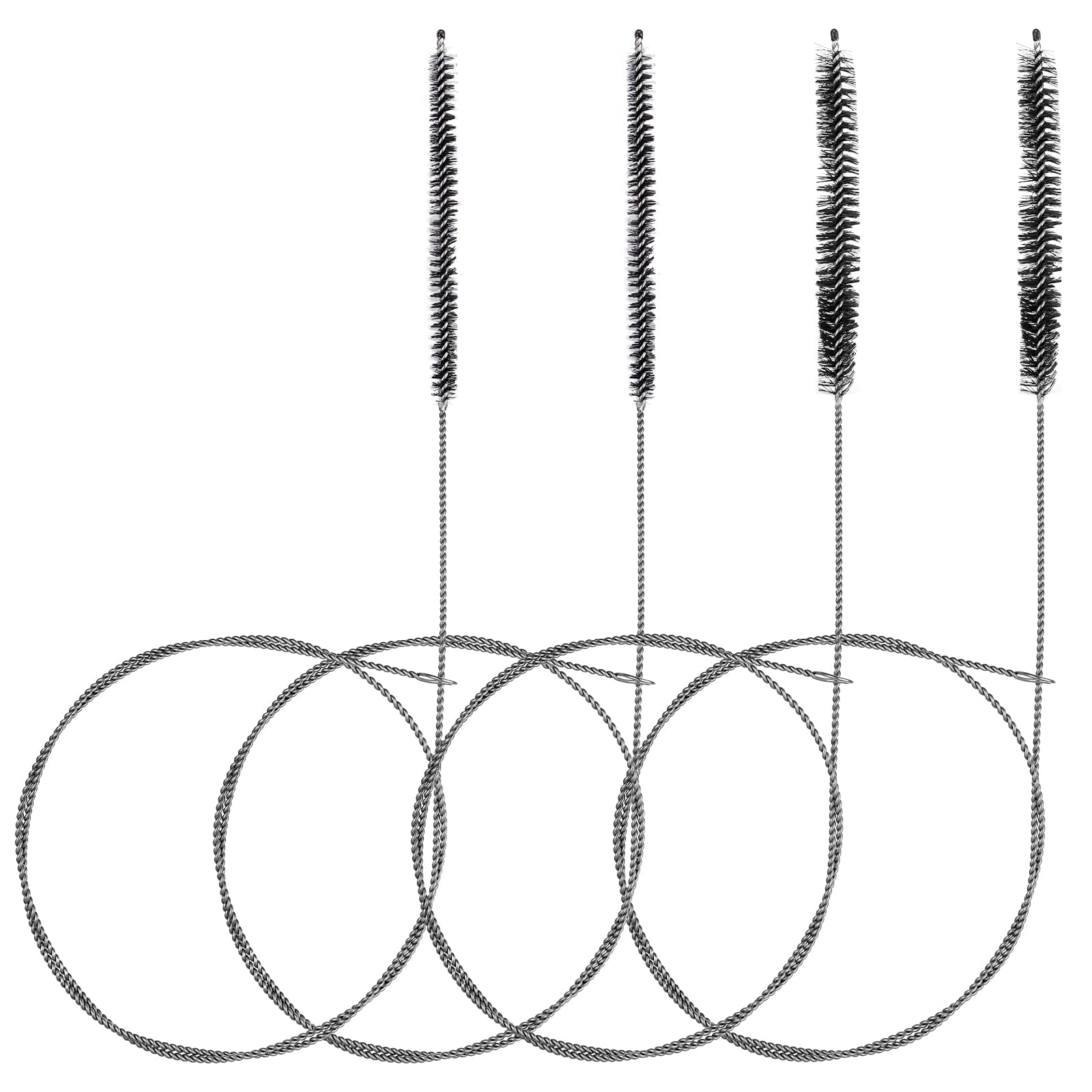 Cobee 4 Stück Edelstahl Schlauchbürste,2 Arten Borsten 1 m Nylon Extra Lange Flaschenbürste Reinigungsbürste Flasche Milchschlauchbürste Strohhalme Bürste Reiniger Rohrbürste für Lücken reinigen