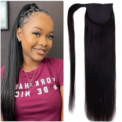 Ugrace Hair Extensión de cola de caballo de cabello humano para mujeres negras extensiones de cabello de cola de caballo larga con clip extensiones