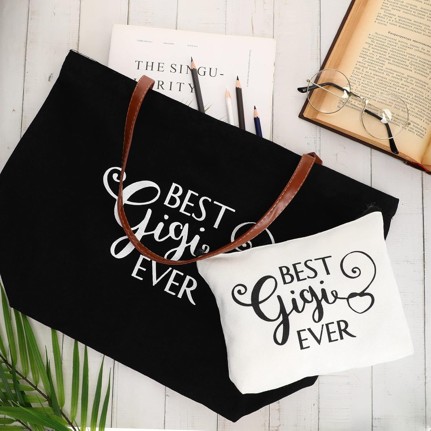 Sieral 2 Pcs Gifts for Grandma from Granddaughter Grandchildren Grandkids Gigi Tote Bag and Makeup Bag Mom Grandma Proposal Mother's Day Birthday Gifts for Grandparents Women - Image 4