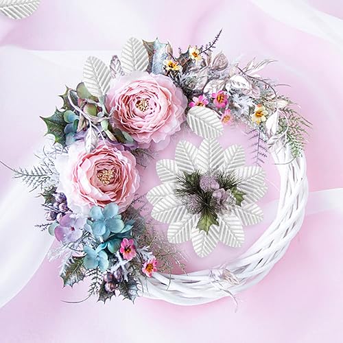 Miniatura 4 de Honbay 200 hojas de seda artificial con alambre para manualidades, pasteles, ramos, coronas, hogar, boda, cumpleaños, fiesta, decoración de Navidad