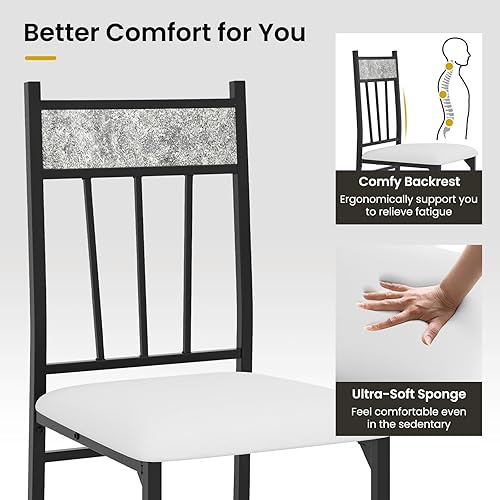 Miniatura 4 de Tangkula Juego de 4 mesas de comedor para 4, mesa de cocina y sillas con marco de metal y asiento acolchado, mesa de comedor y sillas, juego de 4