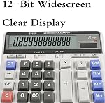 Calculateur de comptabilité de bureau avec 12-Digit Extra Large LCD Affichage, calculateur comptable pour gros boutons, batterie & Solar Dual Power Supply for Office Business Accueil Usage quotidien