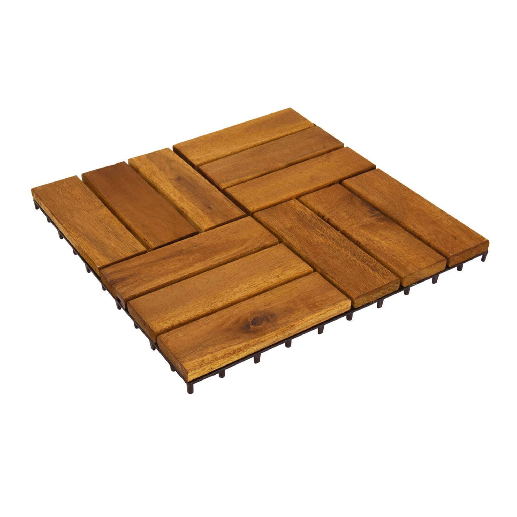 9 Baldosas de 30x30x0,1cm en madera de acacia de aspecto de teca