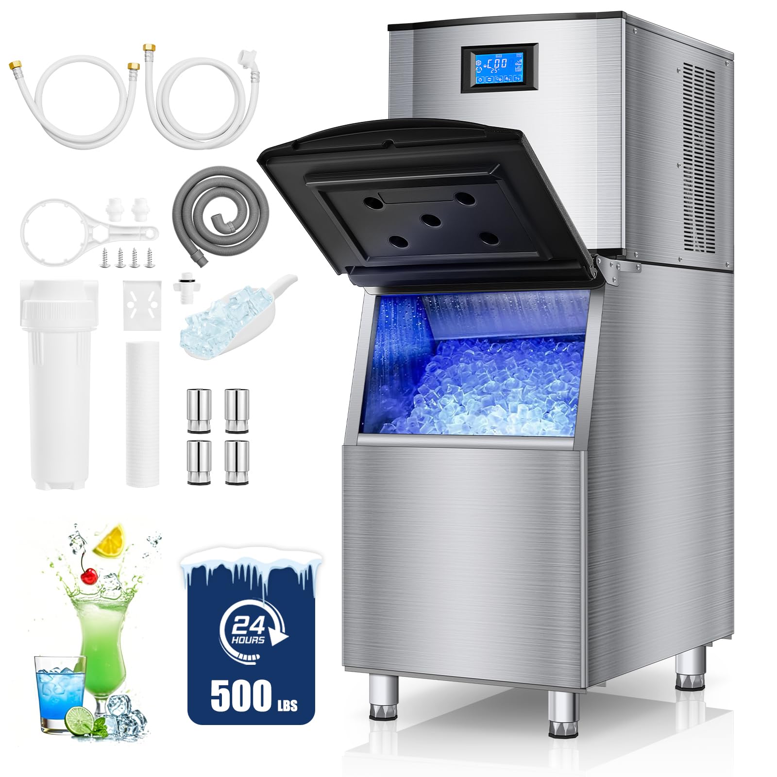 FOHERE 500LBS Commercial Ice Maker