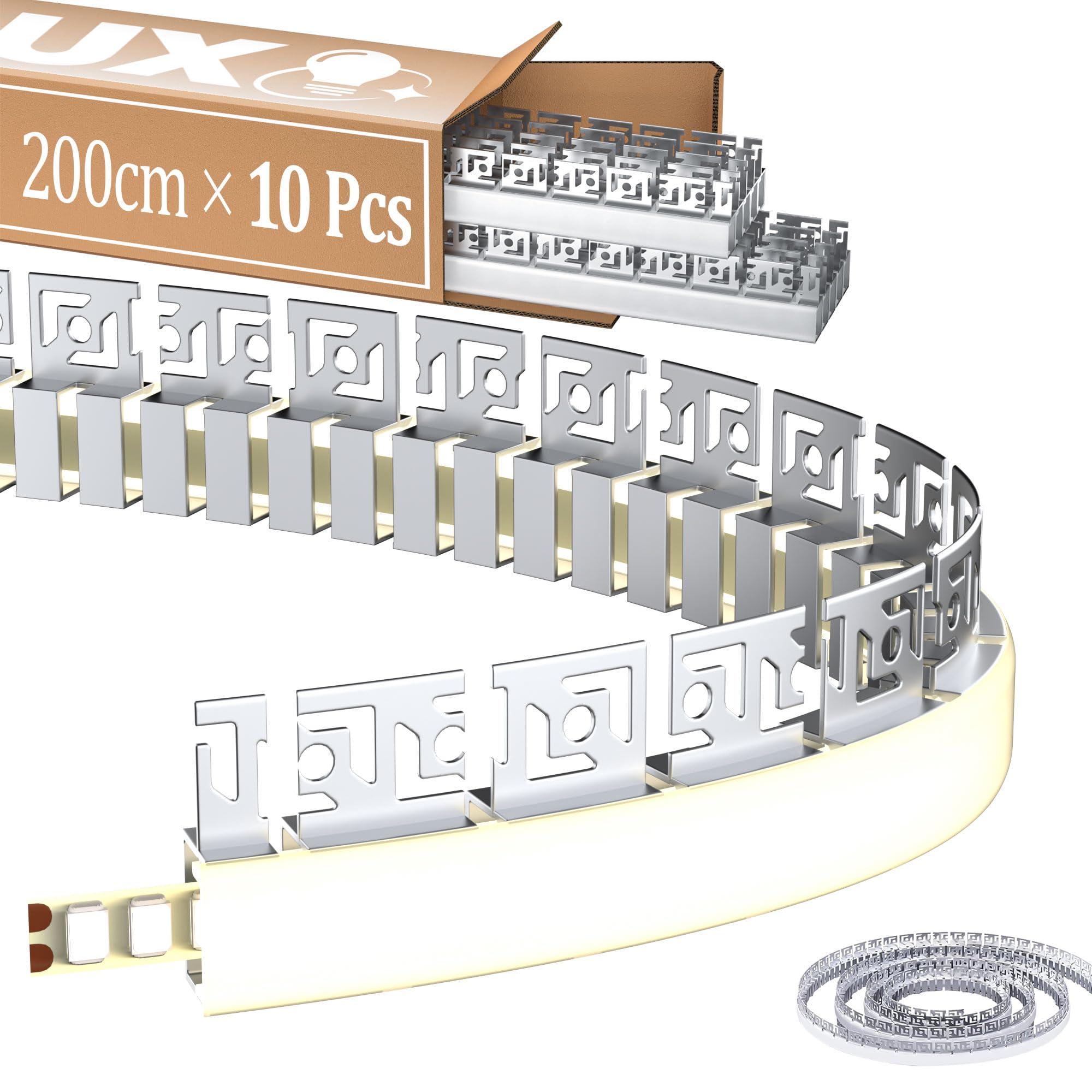 Profilo flessibile per cartongesso, 2 m × 10, in alluminio, per cartongesso, 40 x 12,5 mm, per soffitto e parete, profilo di montaggio per strisce LED fino a 18 mm, linea guida ideale per curve