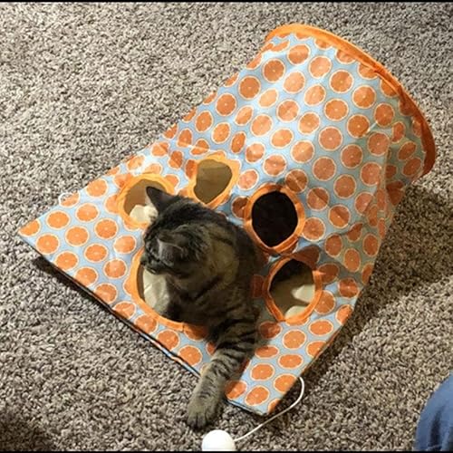 Miniatura 5 de Bolsas de túnel para gatos de interior, túnel de tubo de gato aburrido, juguetes autointeractivos para gatos con bola de felpa, bolsa de taladro