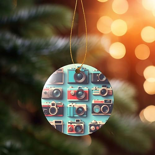 Miniatura 6 de Retro Cool Camera Collection Print Christmas Ornament 2025, Acrylic Santa Pendant Ornaments for Christmas Tree Decorative Baubles