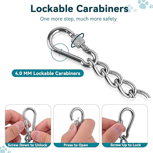 Miniatura 5 de Ozzynods Clip de seguridad para collar de perro, collar de punta a prueba de mordidas, cierre de respaldo de doble extremo, acero inoxidable,