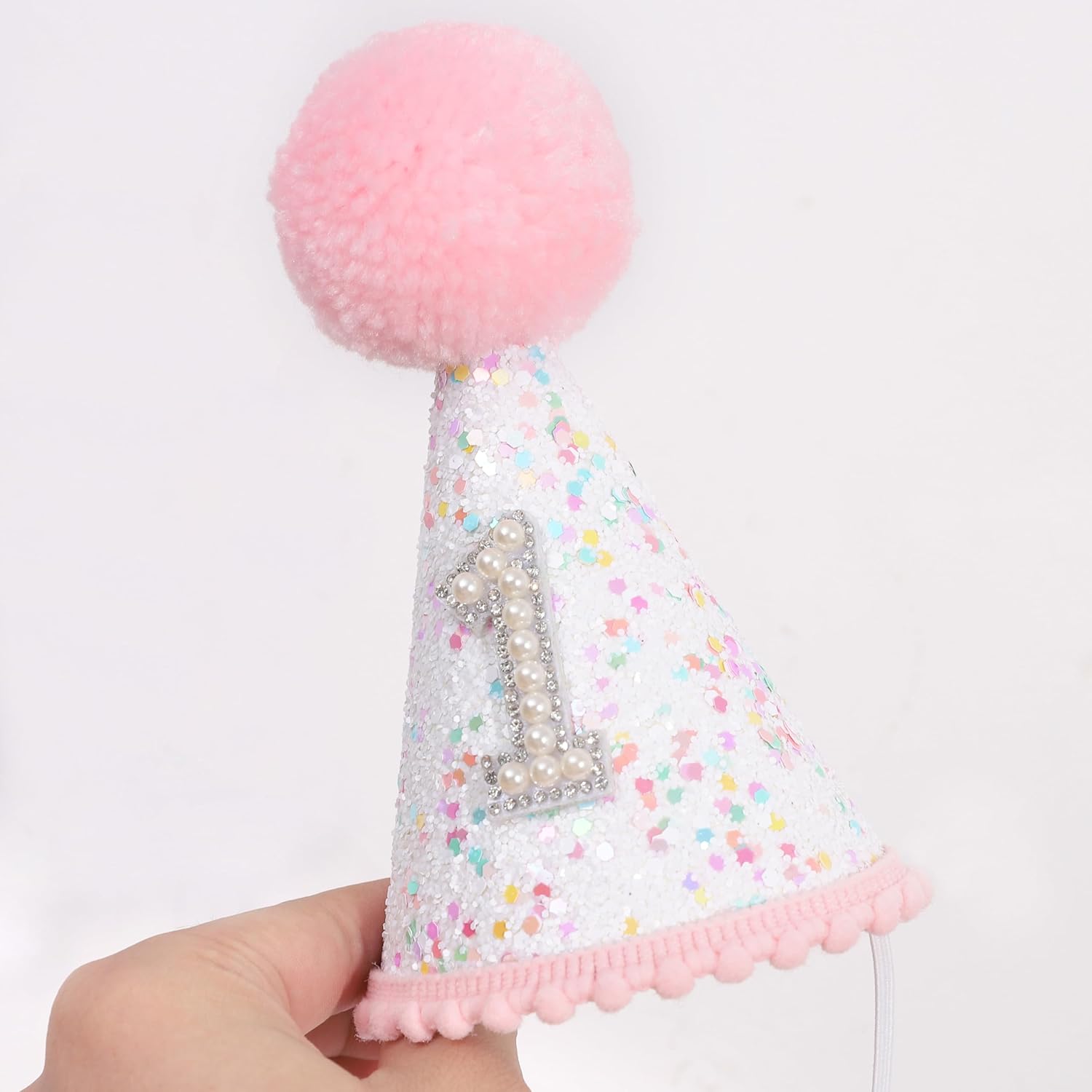 Pink 1st Birthday Hat - Confetti First Birthday Decor, Sprinkle Photo Prop - Image 8