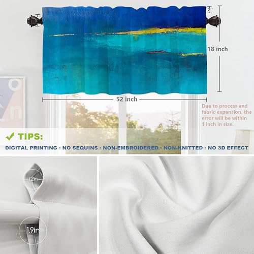 Miniatura 5 de Shrahala Cenefas de cocina modernas de pintura al óleo, cortinas abstractas de media ventana, tratamiento de ventana de poliéster multicapa para