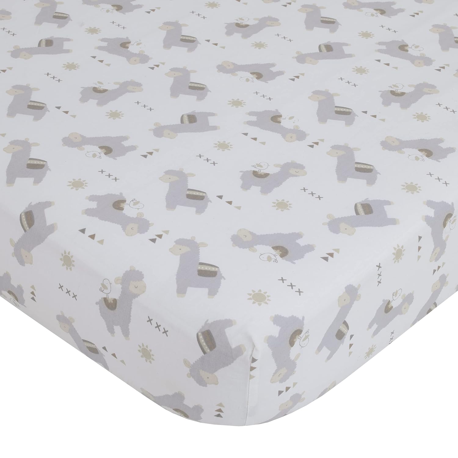 NoJo Mama's Little Llama Grey, White & Charcoal 4Piece Nursery Crib Bedding Set - Comforter, Crib Sheet, Dust Ruffle & Nursery Organizer, Grey, White, Beige : Baby