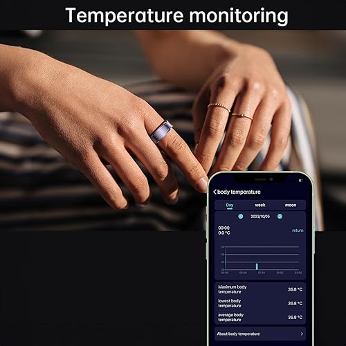 Miniatura 5 de Anillos inteligentes para hombres y mujeres, NFC Fitness Tracker Ring con función de contador de pasos, monitoreo de temperatura corporal del sueño,