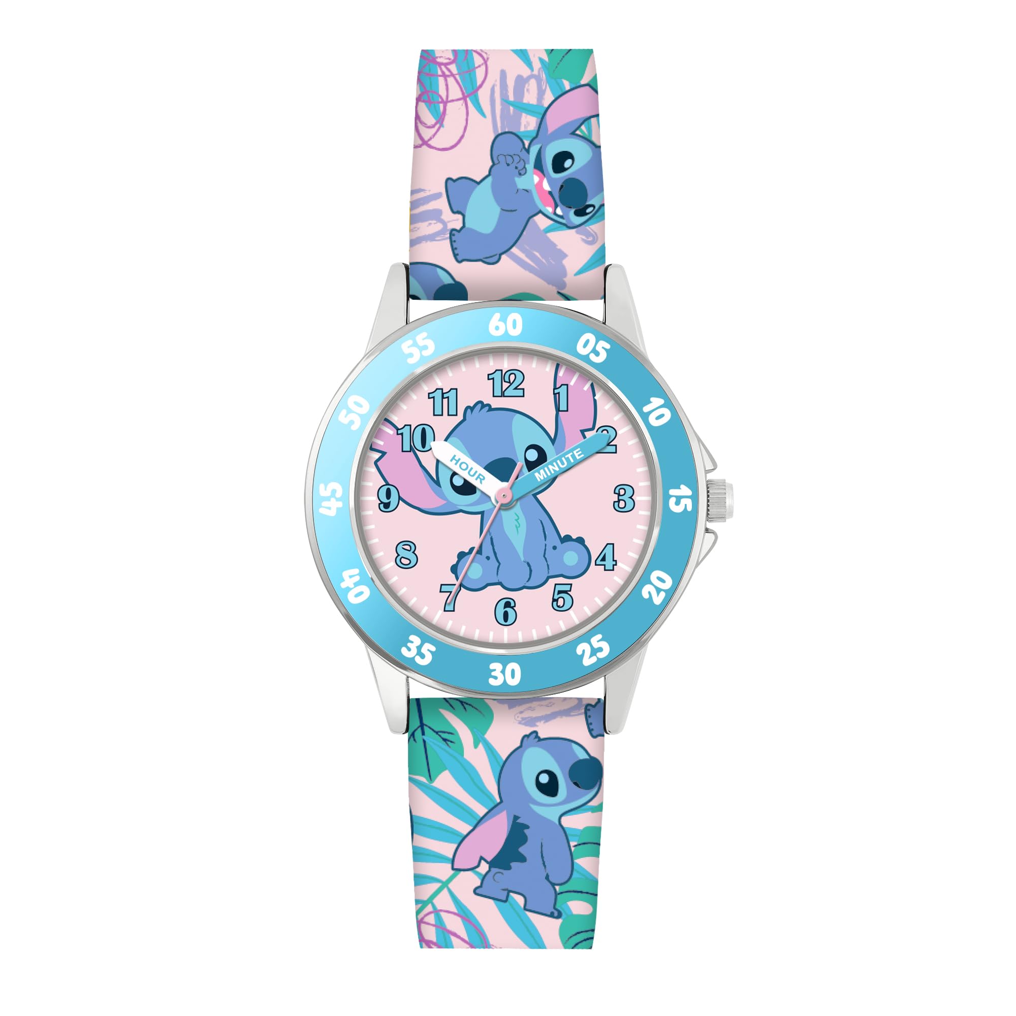 Disney Lilo and Stitch Blue Printed Time Teacher Strap Watch LAS9011