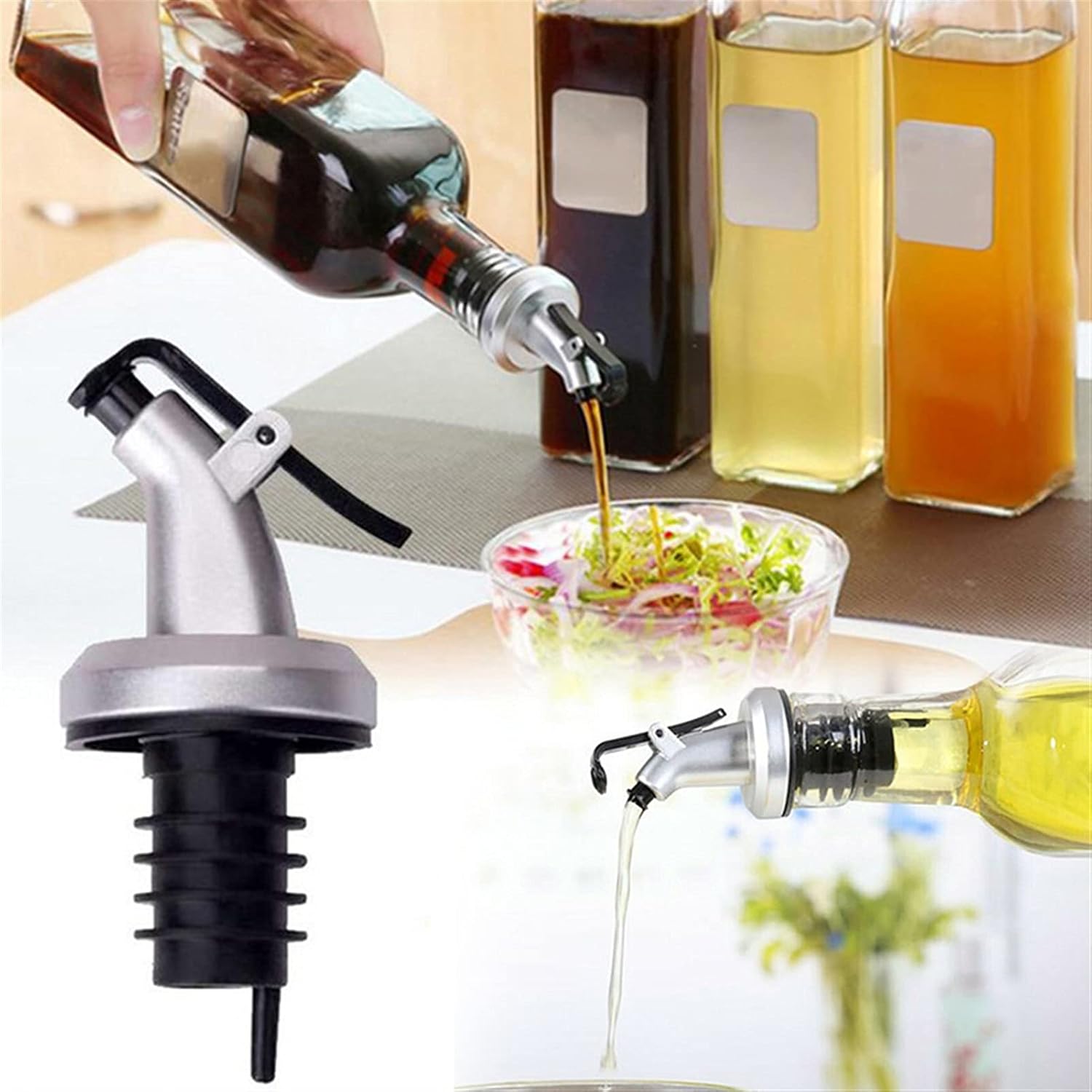 Liquor Pourer Speed Pourer 3 Pcs Kitchen Oil Dispenser Bar Wine Shot Dispenser Wine Bottle Pourer Spout Kitchen Cooking Oil Wine Stopper for Kitchen Tools (Color : 3PCS) (1pc)