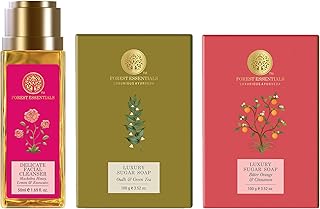 Forest Essentials Luxury Sugar Soap Oudh &amp; Forest Essentials Delicate Facial Cleanser Mashobra Honey, Lemon &amp; Forest Essen...