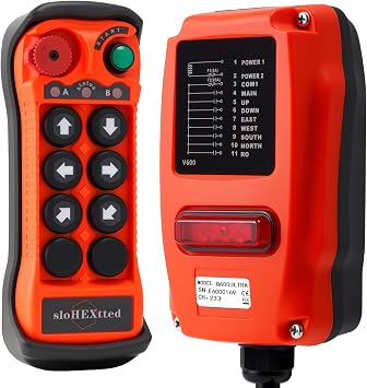 Q600 Ultra Wireless Crane Remote Control Kit 110v 120v 380v | 6 Button Channel Industrial Hoist Winch Controller Transmitter and Receiver