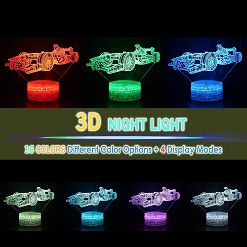 Miniatura 2 de Lámpara de mesa LED con diseño de coche de carreras Roadster, luz nocturna, decoración de juguetes, regalos para padres, padres, madres, niños,