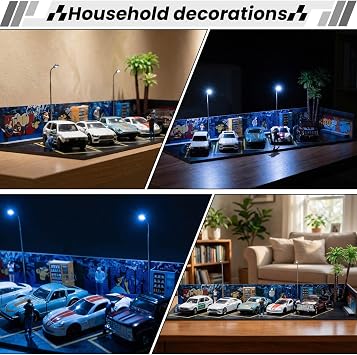 1/64 Diorama Display Case with LED Light,Graffiti Show Case for Hotwheels | Toy Car Display Organizer,Premium Scene Fit for Matchbox & Hotwheels Diecast Cars Hobbyist Collectibles