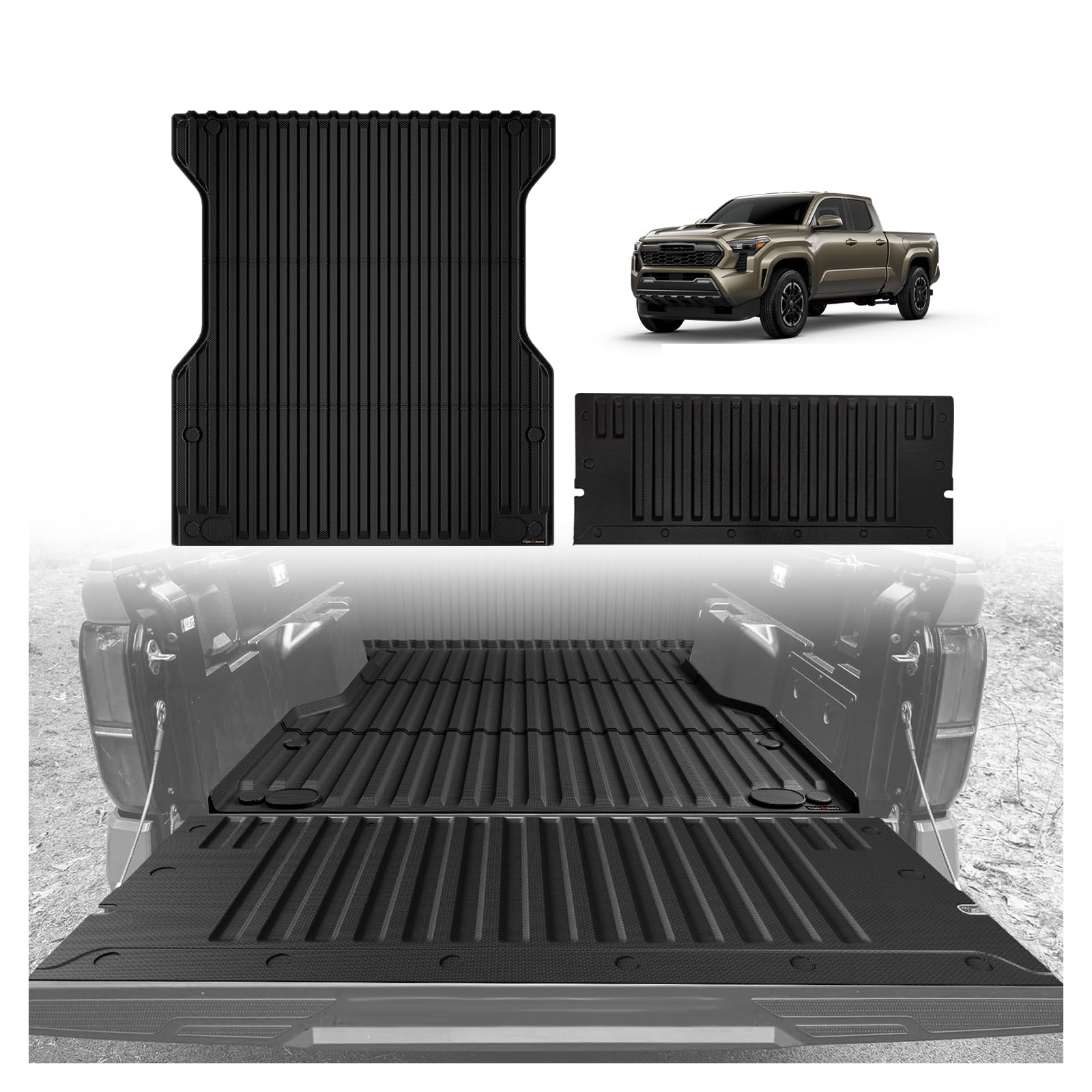 TripleAliners Truck Bed Mat &amp; Tailgate Mat for 2024-2026 Toyota Tacoma(5FT)