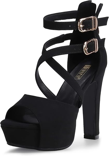 Women's IN5 Charcy Crisscross Strappy Platform High Chunky Heels Peep...