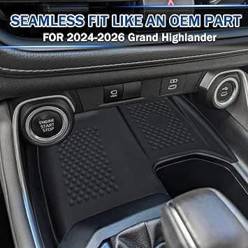 TOPINSTALL 24-26 Silicone Wireless Charging Anti-Slip Mat Compatible with Toyota Grand Highlander 2024 2025 2026, Premium Waterproof Protective Pad Center Console Phone Charger Liner Black