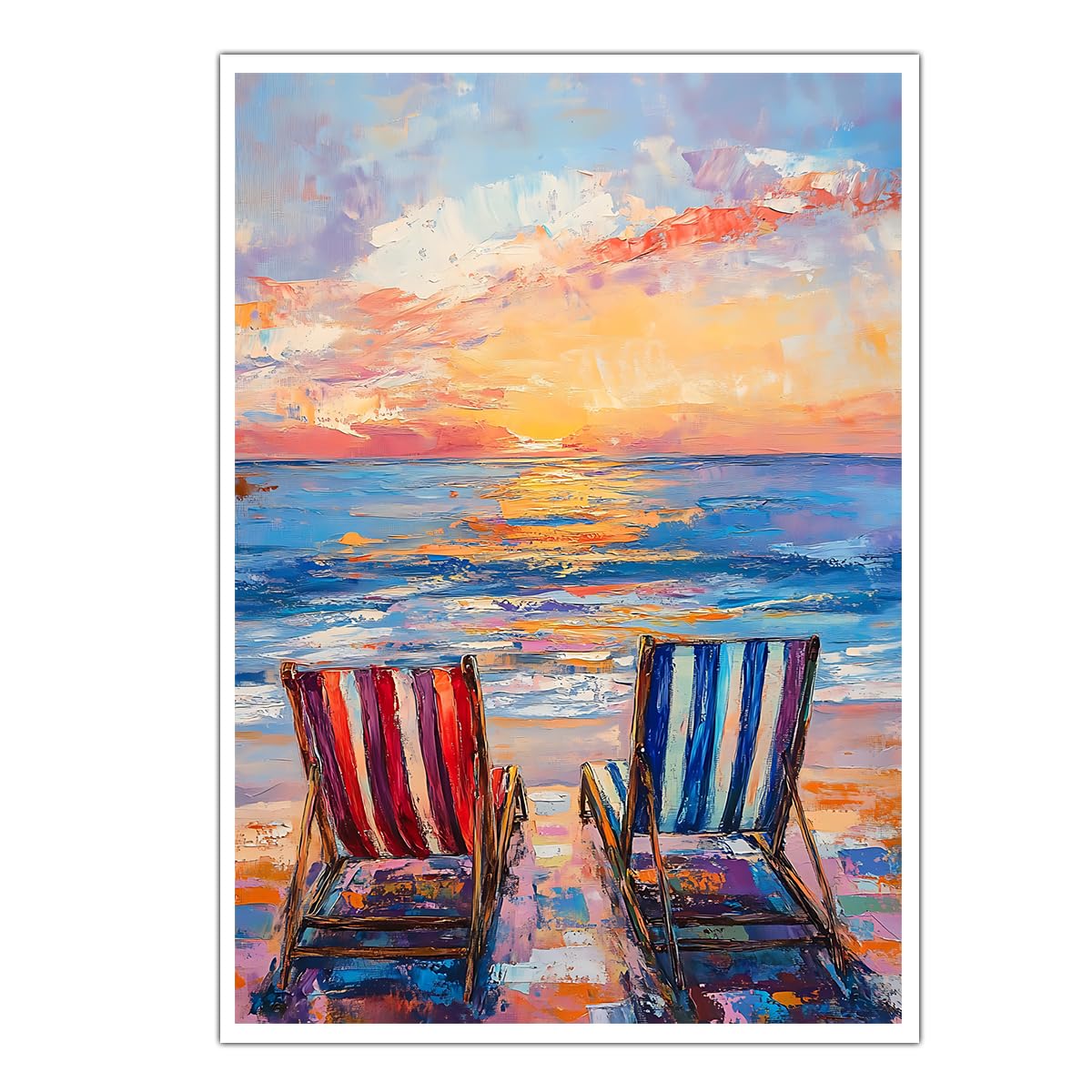 CHERHERART Images murales romantiques de plage Paysages naturels modernes Toile d’art pour salon Salle à manger Impressions tranquilles sur toiles côtières 80x135cm sans cadre