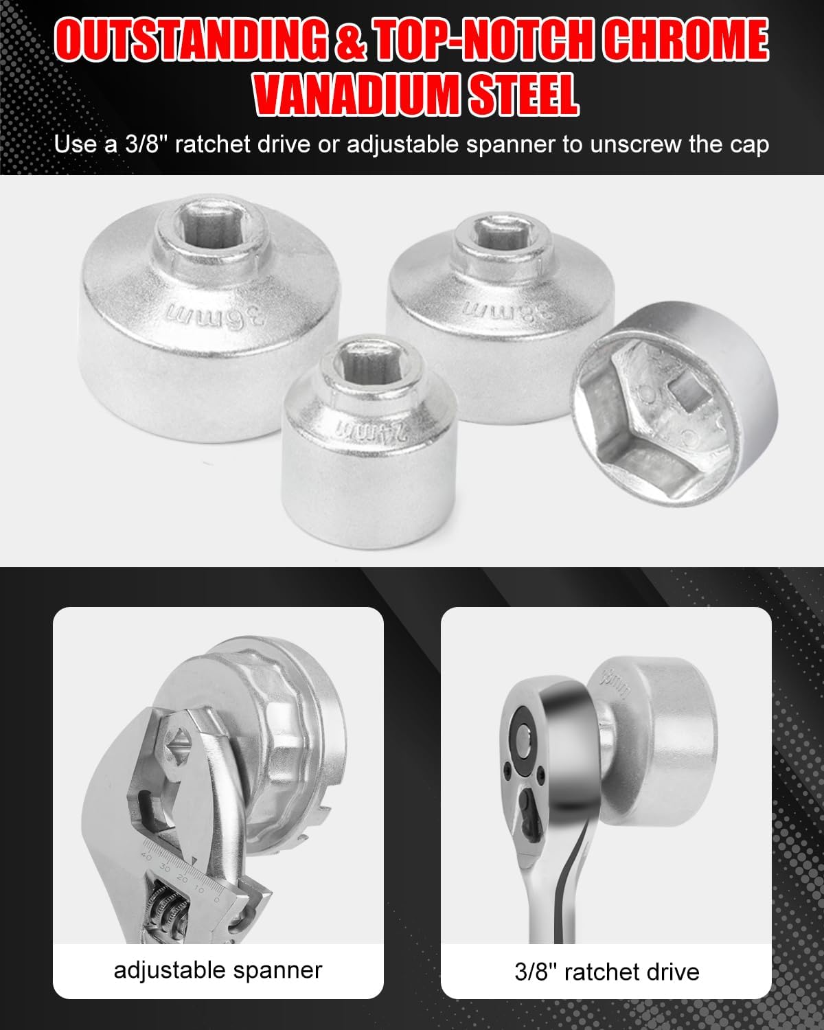 MOFEEZ Oil Filter Wrench Set, 10 Pieces Oil Filter Socket Set, 3/8" Drive Metric Oil Filter Cap Wrench Removal Tool Kit Compatible with Toyota VW BMW Mercedes