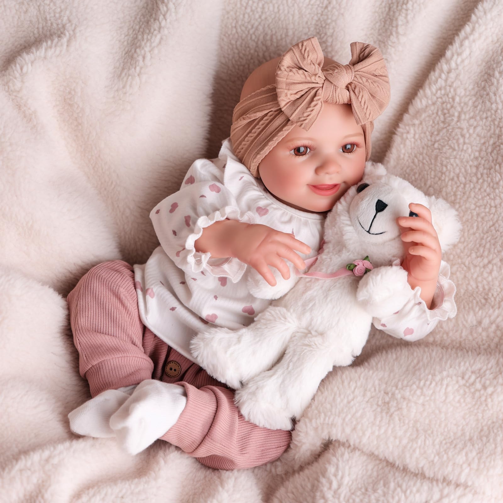 BABESIDE Reborn Babies Doll 17-Inch Sunny Realistic Lifelike Newborn with Softness Cloth Body Real Life Girls Open Eyes,White - Image 2
