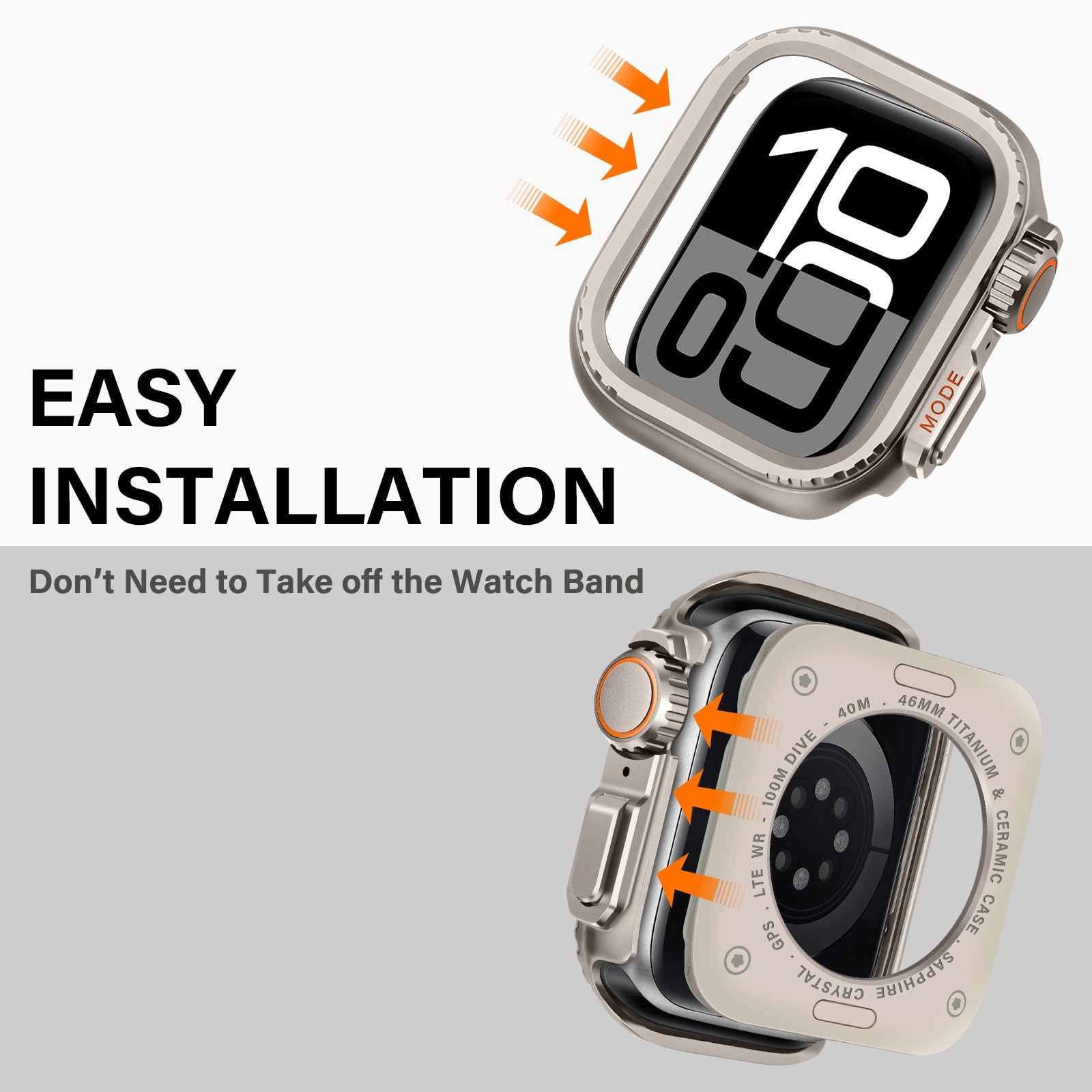 Bisikor Metalowe etui 2 w 1, kompatybilne z Apple Watch serii 11/10 46 mm, wytrzymałe, odporne na wstrząsy metalowe etui z tylną obudową do iWatch 46 mm (tytanowe)