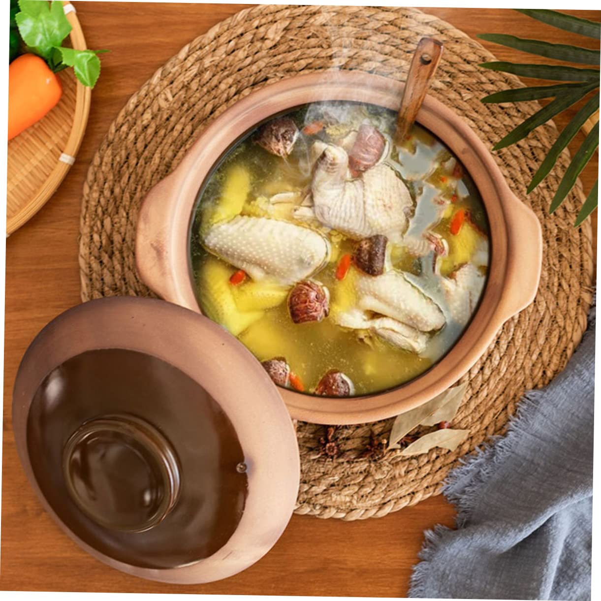 DOITOOL Olla de Estofado de Cerámica 750 Ml Resistente al Calor para Sopa de Pollo Cocina Casera Conservación Uniforme de Calor
