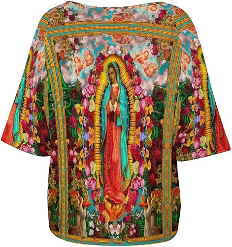Miniatura 5 de Our Lady of Guadalupe Virgin Mary - Camiseta de manga media suelta con estampado completo para mujer