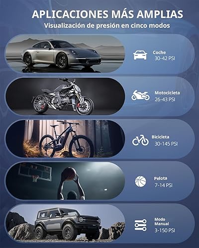 Miniatura 7 de Inflador de neumáticos, compresor de aire portátil, bomba de aire portátil de 180 PSI y 20000 mAh, pantalla LCD de presión precisa, inflado rápido 3