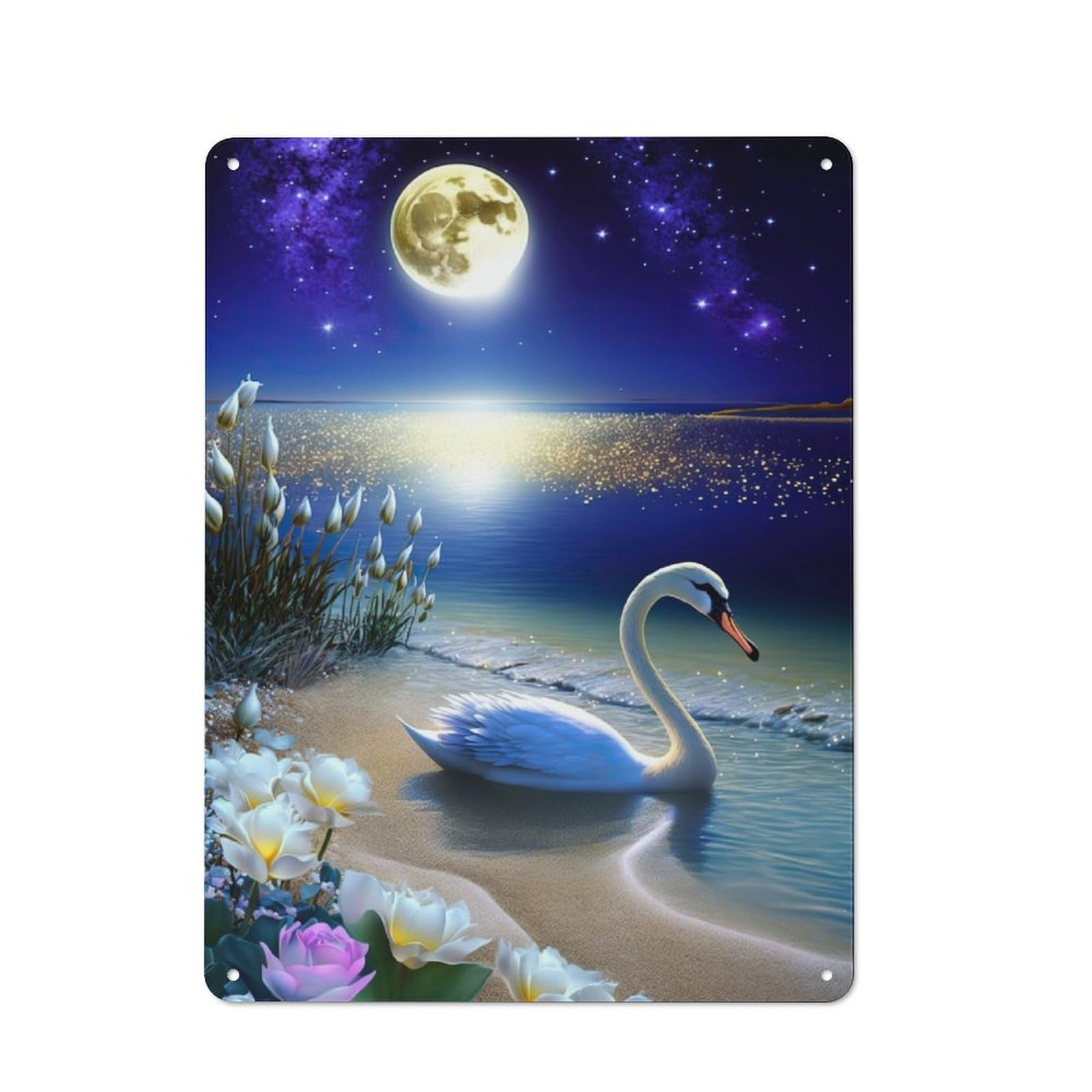 Junmoney Swan Beautifull Tin Wall Plaque 40X30cm With For Bar Or Restaurant, Housewarming Present For People Styling Bar And Restaurant