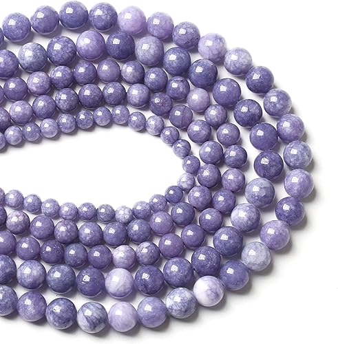 Miniatura 3 de 46 cuentas sueltas de piedra calcedonia púrpura lavanda de 0.315 in para hacer joyas, pulseras y collares