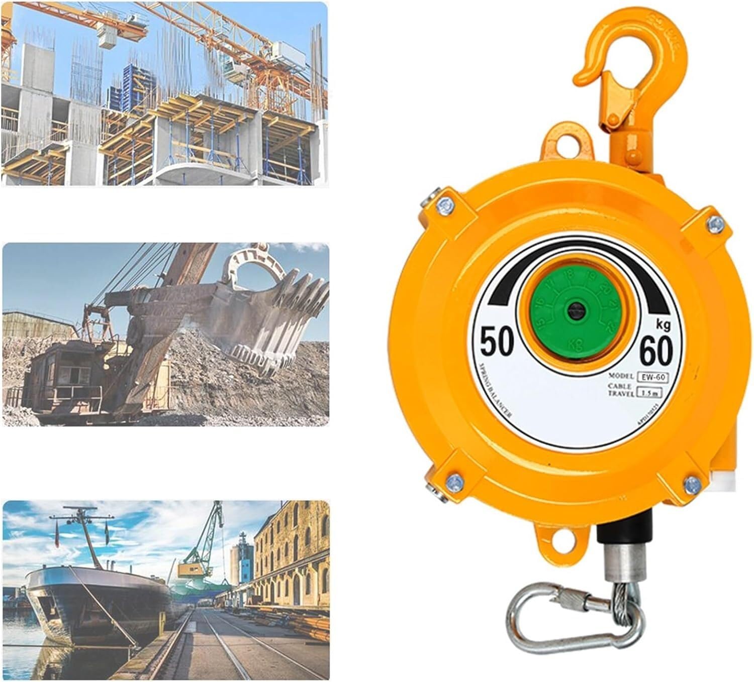 VUIKLCty Spring Balancer Tool Balancer With Wire Rope And Hook For Workshop And Automotive Equipment (Size : 50-60kg)