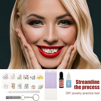 Tooth Gem Kit, 580 Tooth Gems DIY Crystals Jewelry Kit Teeth Gems Kit w Glue and Light Professional Tooth Gems Kit for Teeth, Teeth Jewelry Starter kit Girl's Gift Fashion Crystal Teeth Gems