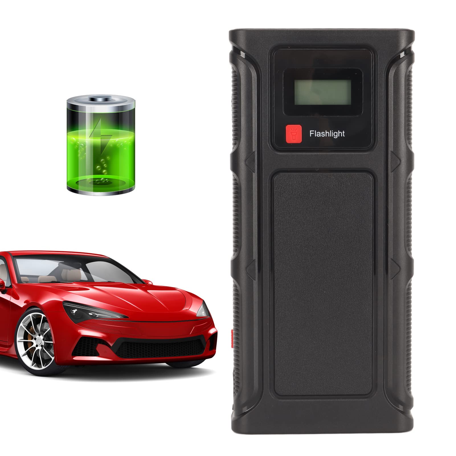Urządzenie ułatwiające rozruch samochodowy 12 V, wodoszczelność IP65, cyfrowy wyświetlacz Autostart, szczyt 2000 A, z oświetleniem LED, do motocykli o pojemności do 6 l (wtyczka UE 100-240 V)