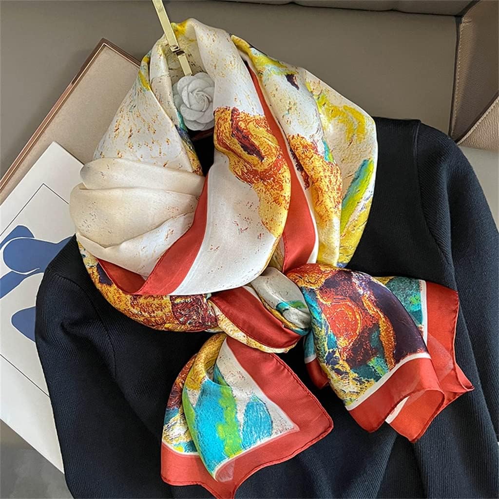 MUSUMI Fashionable Korean Style Silk Scarf Women's All-Match Autumn and Winter Shawl with Dual-Purpose Scarf (Color : Argento, Size : 180 * 90cm) (Argento 180 * 90cm)