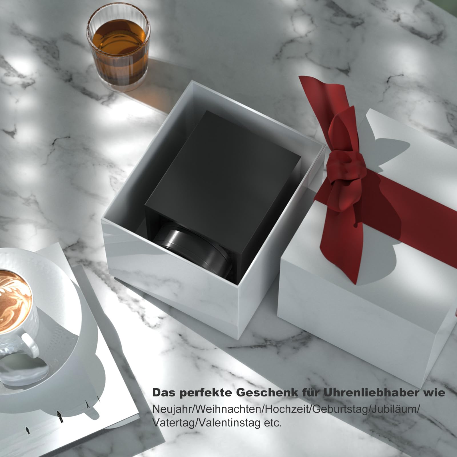 XTELARY Caja giratoria para Relojes Individuales, 1 Reloj con Motores Mabuchi, Funciona con Pilas o Fuente de alimentación para Hombres y Mujeres