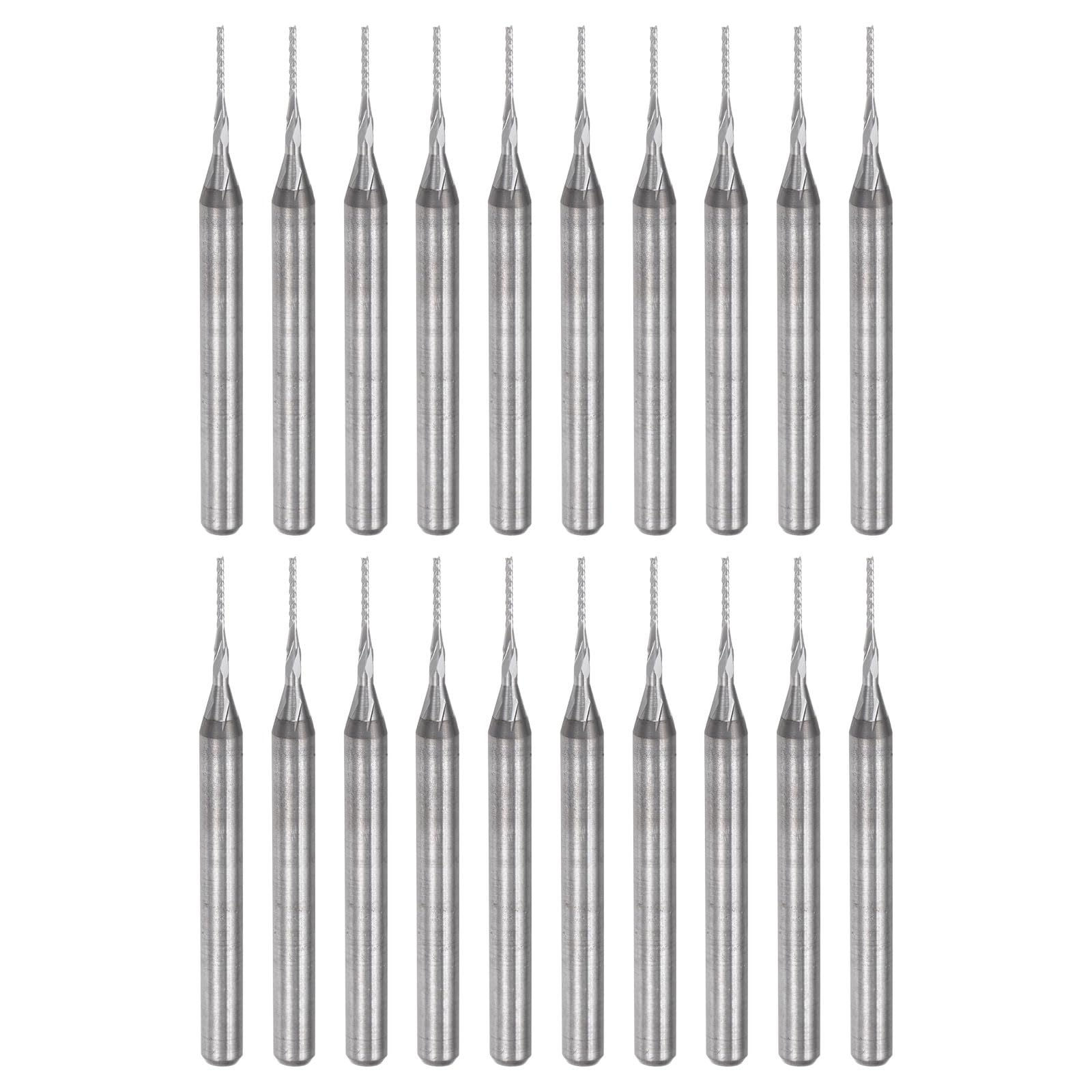 QUARKZMAN 20Pcs Embouts de Fraise 0,6 mm en Carbure de Tungstène pour Fraiseuse Cnc, Outils de Gravure pour Circuit Imprimé, Machine de Fraisage Du Bois, Queue Droite de 1/8 Pouce
